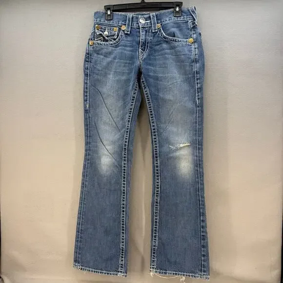 True Religion Jeans Women's 29x34 (8) Blue Billy Big T Boot Cut Western Normcore - Picture 1 of 15